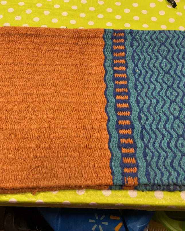 Western Saddle Blanket Orange/Turquoise 35X35
