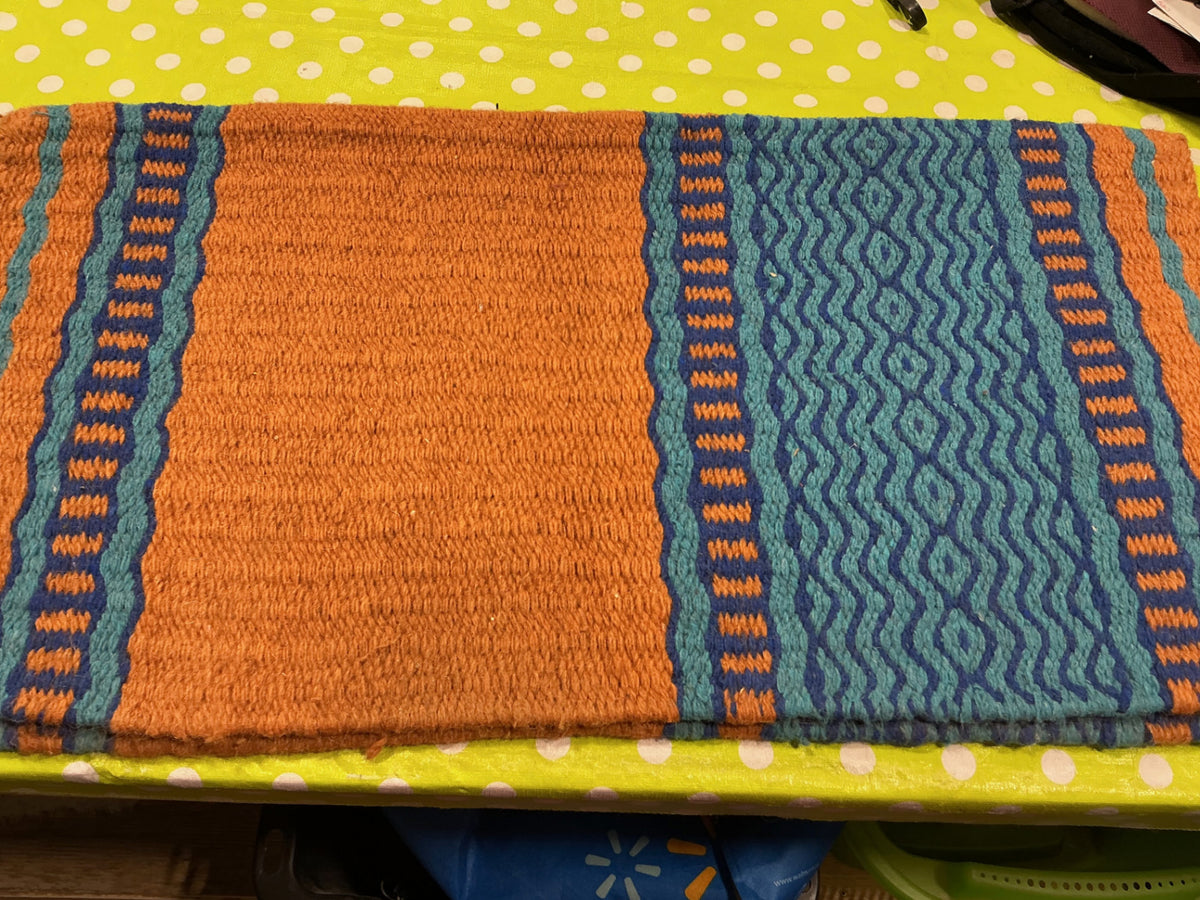 Western Saddle Blanket Orange/Turquoise 35X35