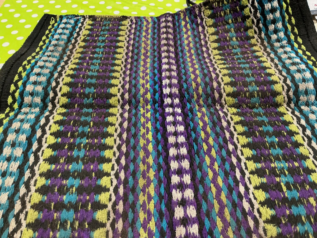 Western Saddle Blanket Black/Green/Purple/teal 31X31