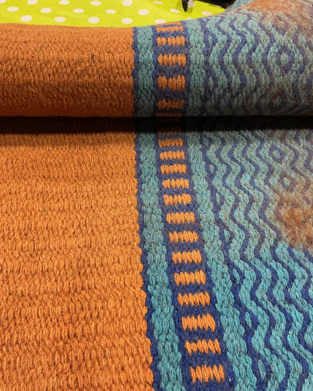 Western Saddle Blanket Orange/Turquoise 35X35