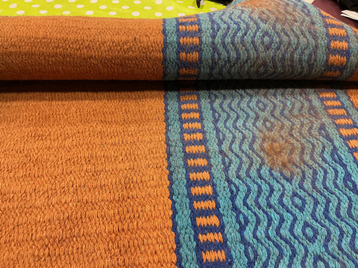 Western Saddle Blanket Orange/Turquoise 35X35
