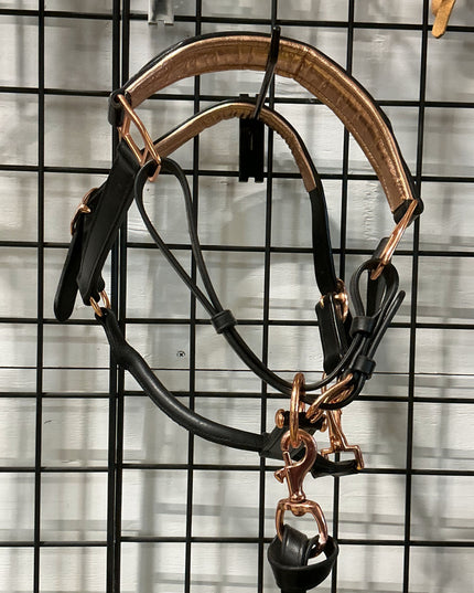 Halter Leather Black Rose Gold & Lead