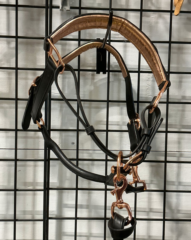 Halter Leather Black Rose Gold & Lead