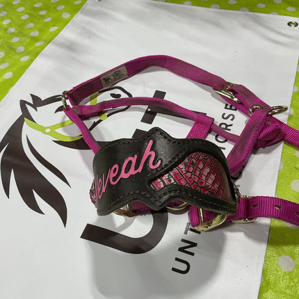 Halter Nylon Pink Leather Nose Small
