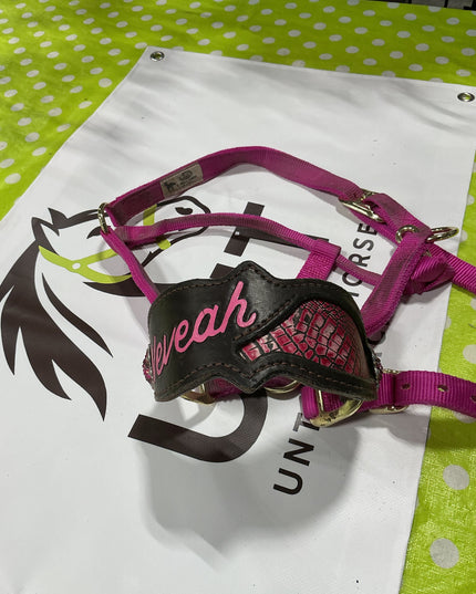 Halter Nylon Pink Leather Nose Small