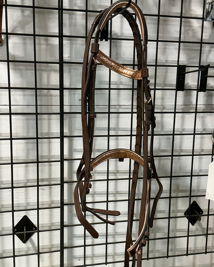 English Bridles Brown with Pink Rose Gold Cob