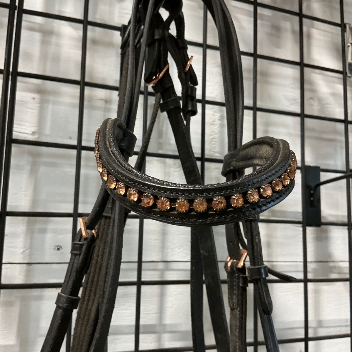English Bridle Black Rose Gold & Reins COB
