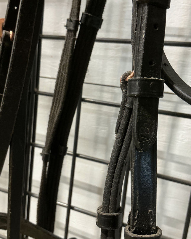 English Bridle Black Rose Gold & Reins COB 