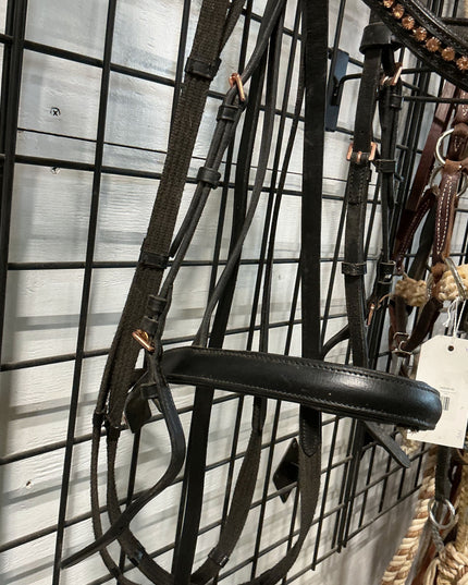 English Bridle Black Rose Gold & Reins COB 
