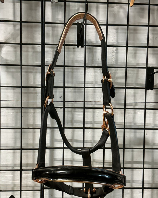 Halter Leather Black Rose Gold & Lead