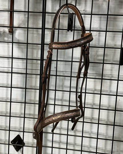 English Bridles Brown with Pink Rose Gold Cob