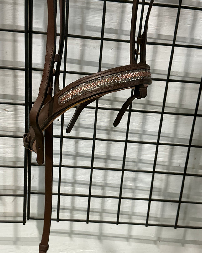 English Bridles Brown with Pink Rose Gold Cob