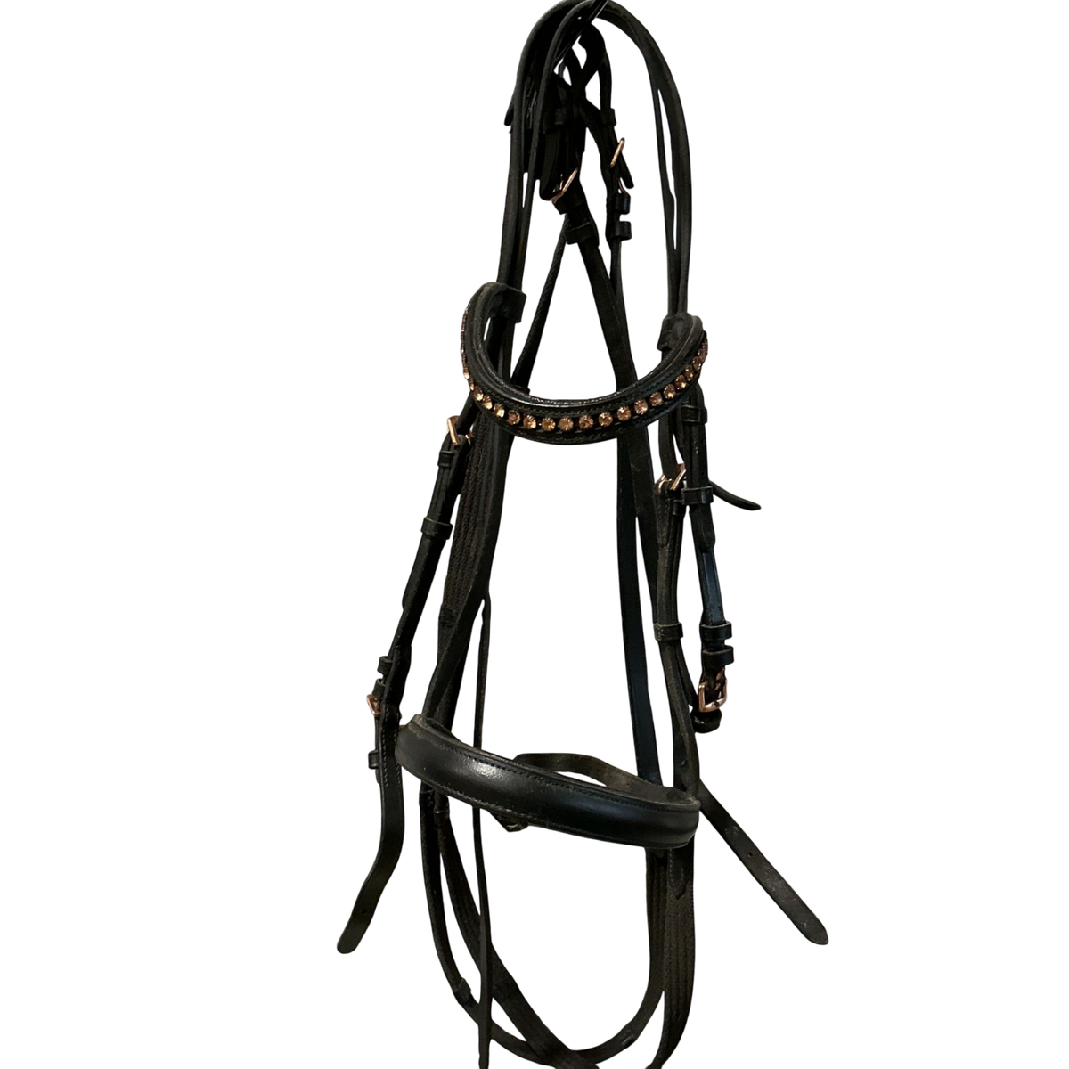 English Bridle Black Rose Gold & Reins COB