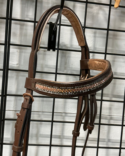 English Bridles Brown with Pink Rose Gold Cob