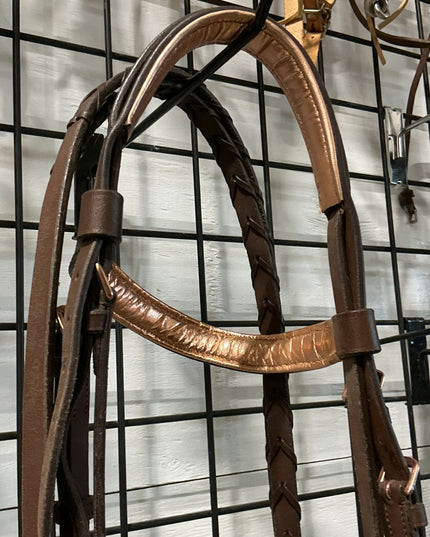 English Bridles Brown with Pink Rose Gold Cob