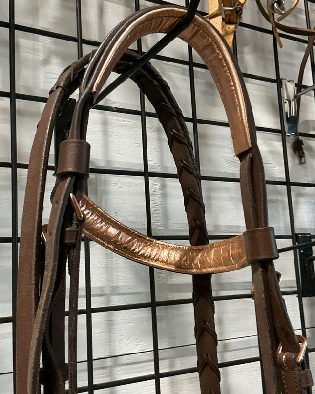 English Bridles Brown with Pink Rose Gold Cob