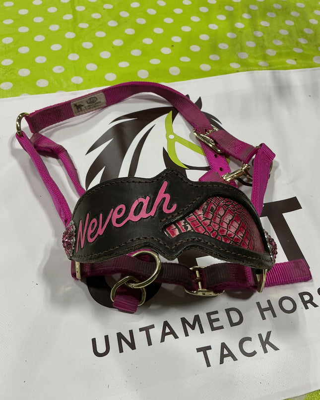 Halter Nylon Pink Leather Nose Small
