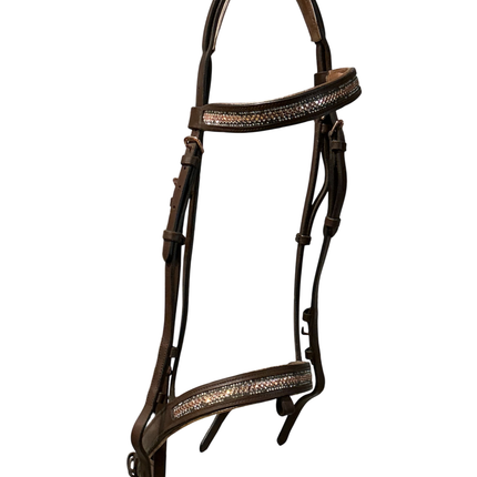 English Bridles Brown with Pink Rose Gold Cob