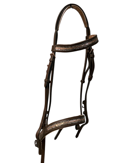 English Bridles Brown with Pink Rose Gold Cob