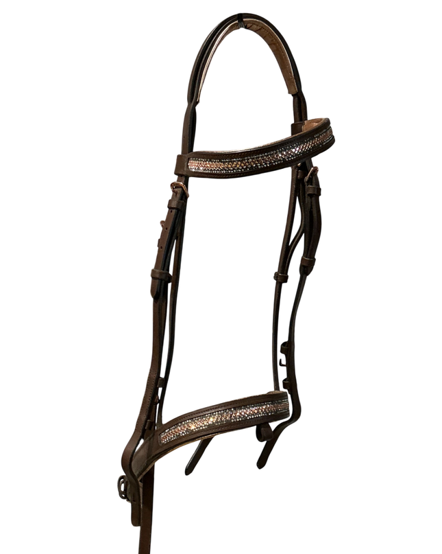 English Bridles Brown with Pink Rose Gold Cob