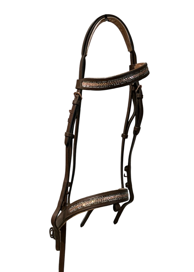 English Bridles Brown with Pink Rose Gold Cob