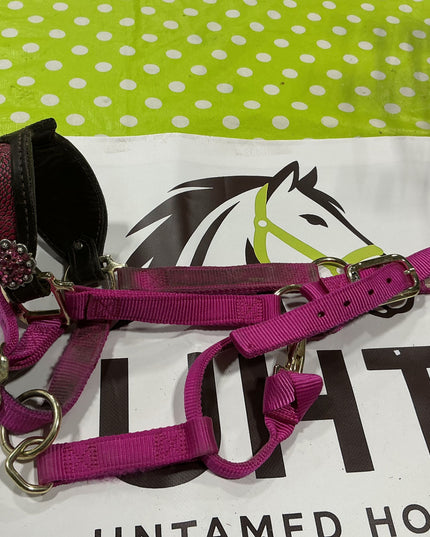 Halter Nylon Pink Leather Nose Small