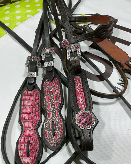 Western Pink Headstall/BreastCollar/Reins