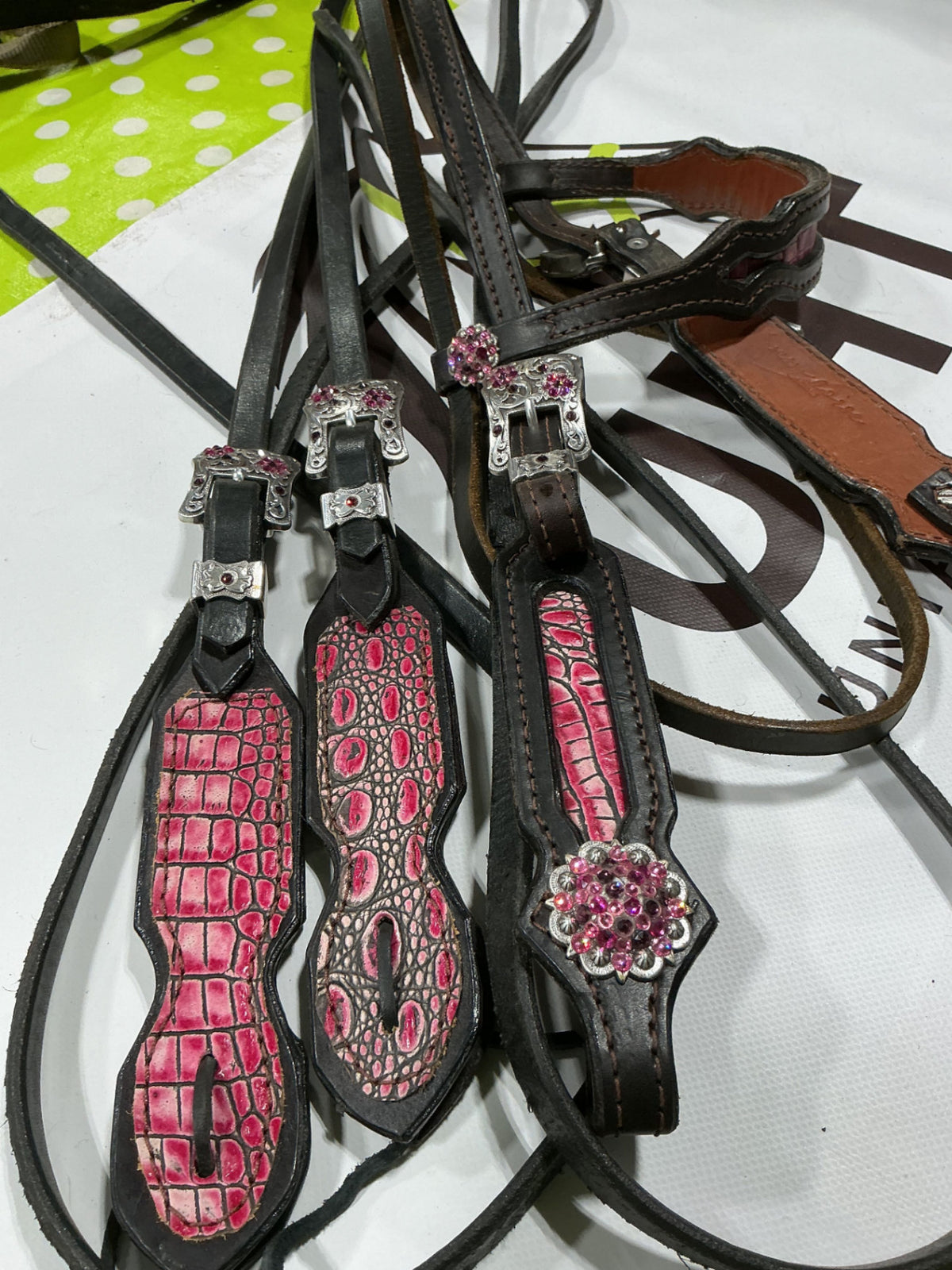 Western Pink Headstall/BreastCollar/Reins