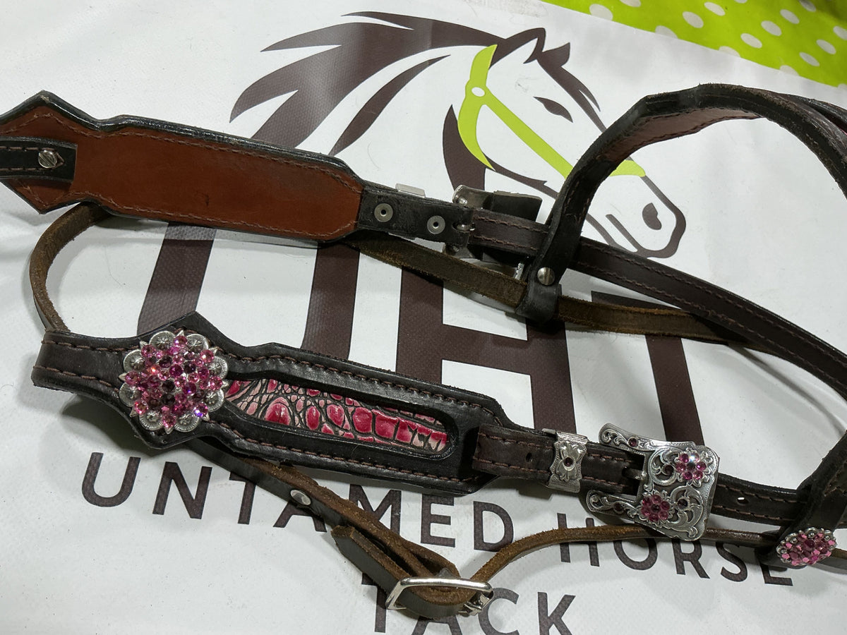 Western Pink Headstall/BreastCollar/Reins