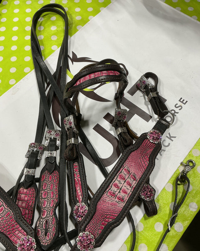 Western Pink Headstall/BreastCollar/Reins
