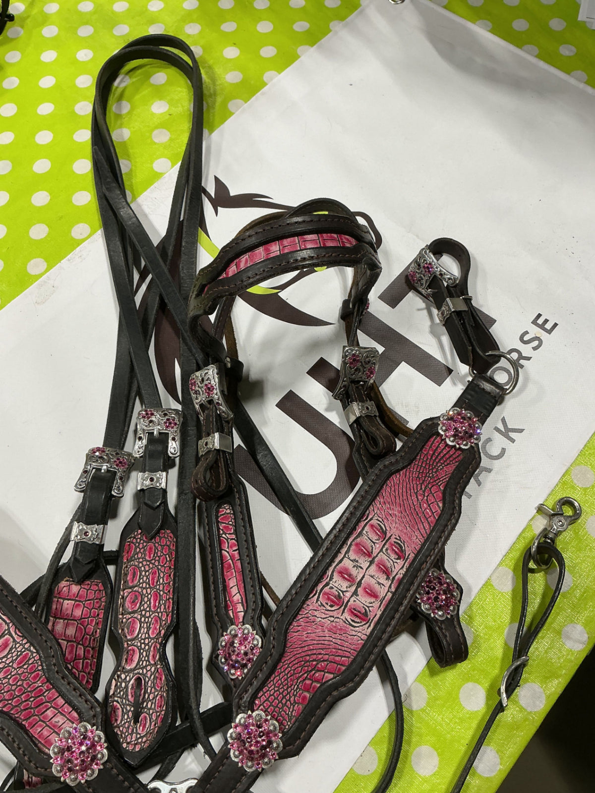 Western Pink Headstall/BreastCollar/Reins