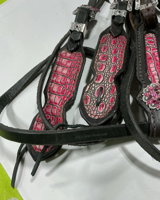Western Pink Headstall/BreastCollar/Reins