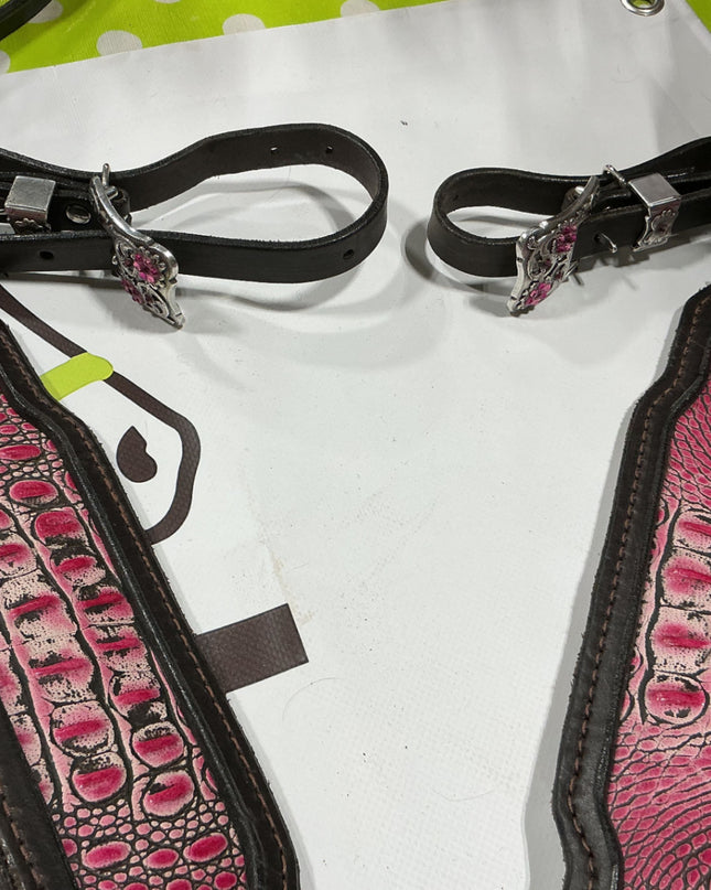 Western Pink Headstall/BreastCollar/Reins