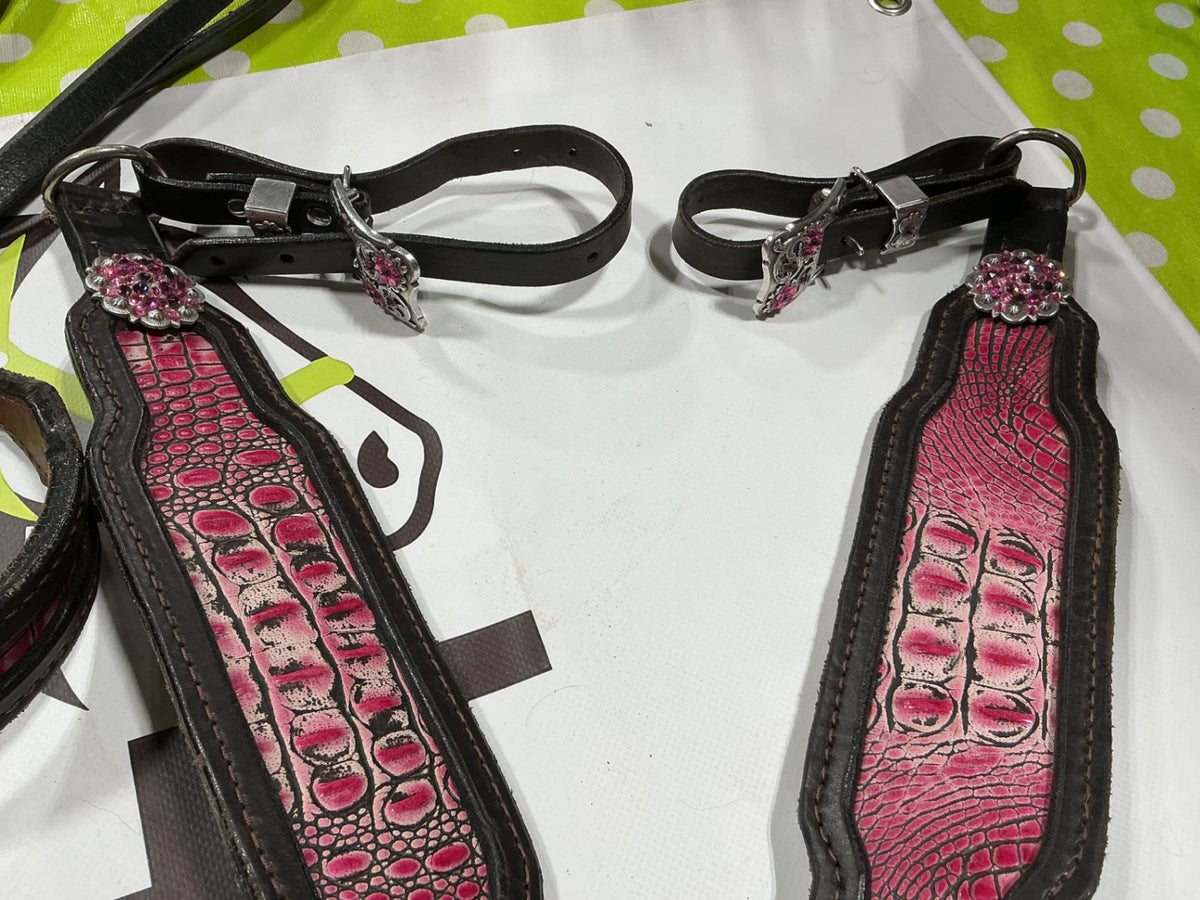 Western Pink Headstall/BreastCollar/Reins
