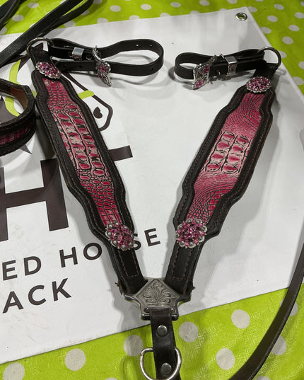 Western Pink Headstall/BreastCollar/Reins