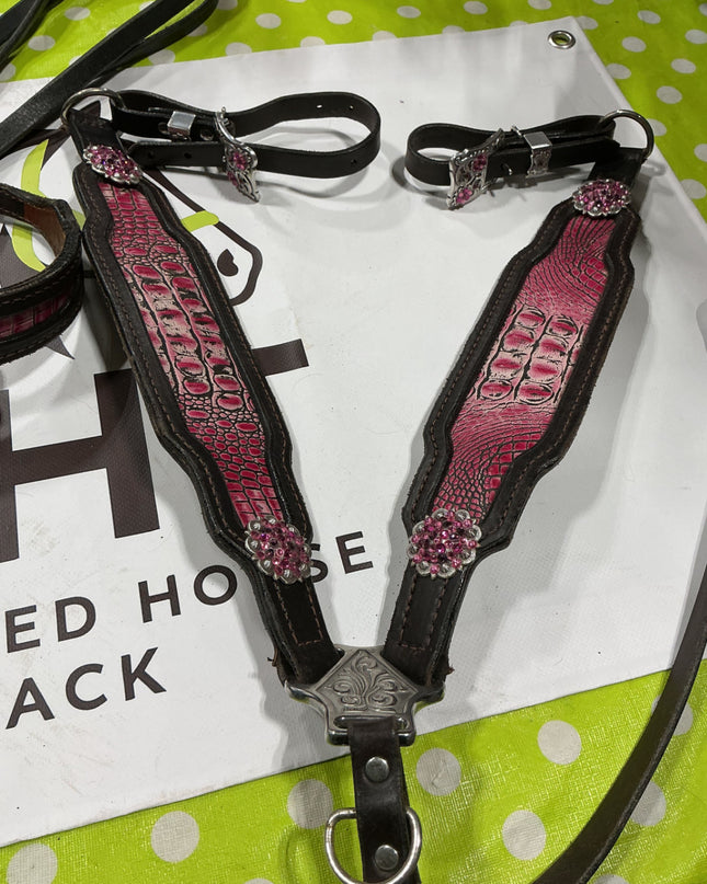Western Pink Headstall/BreastCollar/Reins