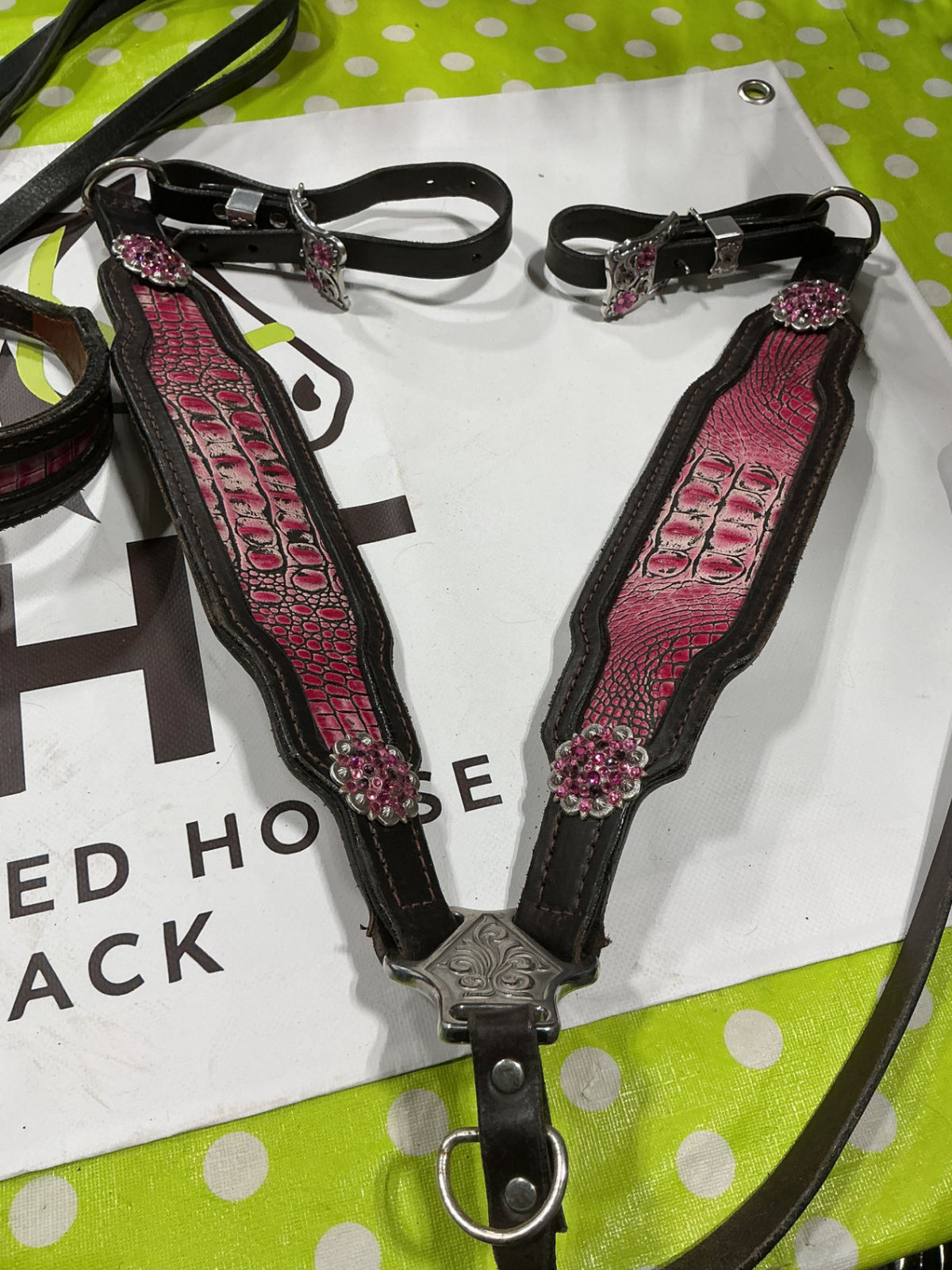Western Pink Headstall/BreastCollar/Reins