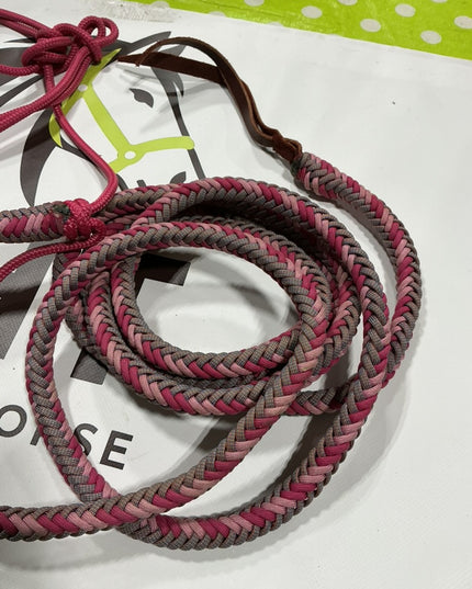 Rope Halter & Lead Pink/Grey