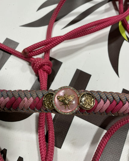 Rope Halter & Lead Pink/Grey