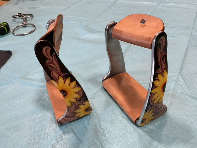 Western Stirrups with Sunflowers 
