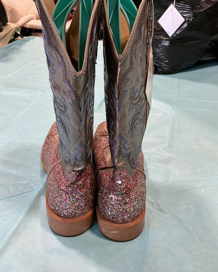 Cowboy Boots Grey/Pink Sparkle 8.5