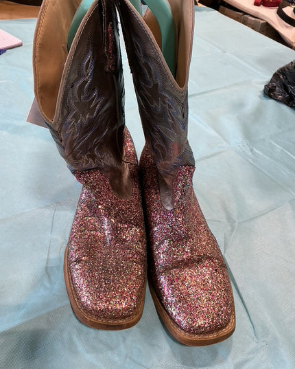 Cowboy Boots Grey/Pink Sparkle 8.5