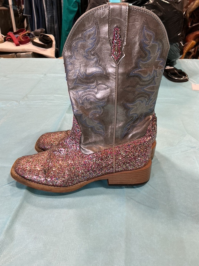 Cowboy Boots Grey/Pink Sparkle 8.5