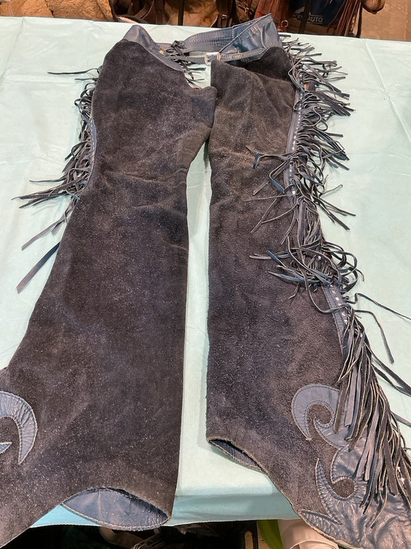 Chaps – Blue Leather, Silver Stitching, 34" Inseam | Used, Acceptable