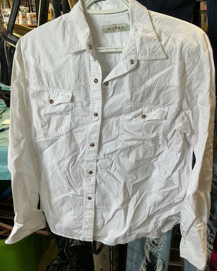 Western Shirt Med White Roper 