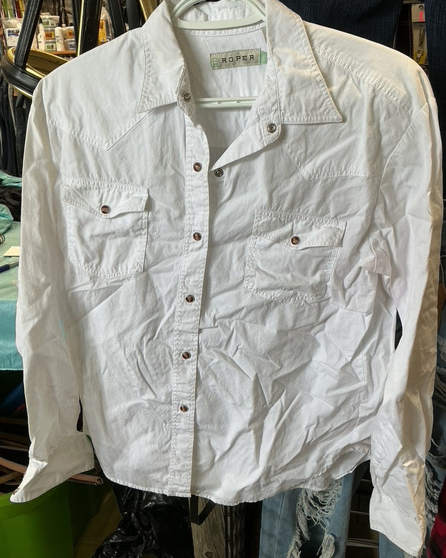 Western Shirt Med White Roper 