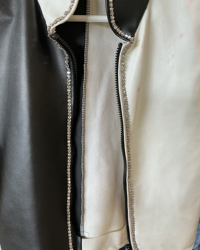 Show Vest Black/White Faux Lether