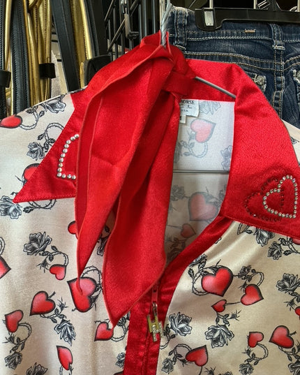 English Show Shirt Med RedHearts/White