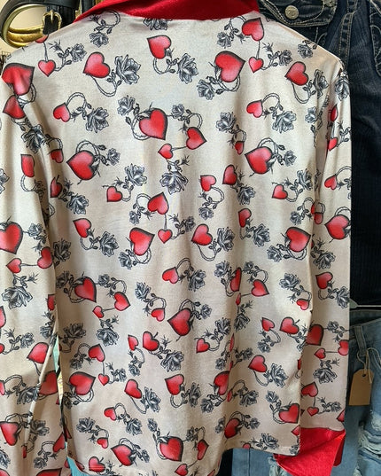 English Show Shirt Med RedHearts/White