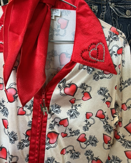 English Show Shirt Med RedHearts/White